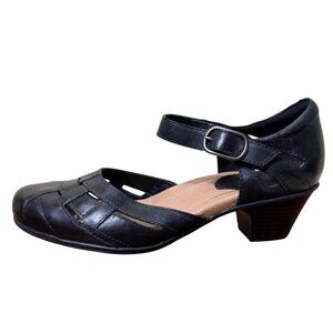 Earth Women’s Lynx Black Mary Jane Shoes Heels Pumps Leather Adjustable Size 9